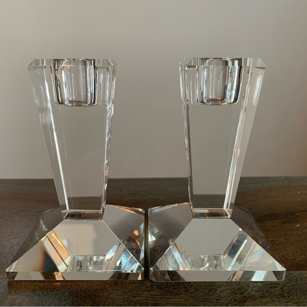 Pair Rosenthal Crystal Candle Holders Vintage Classic Design Small chip on side